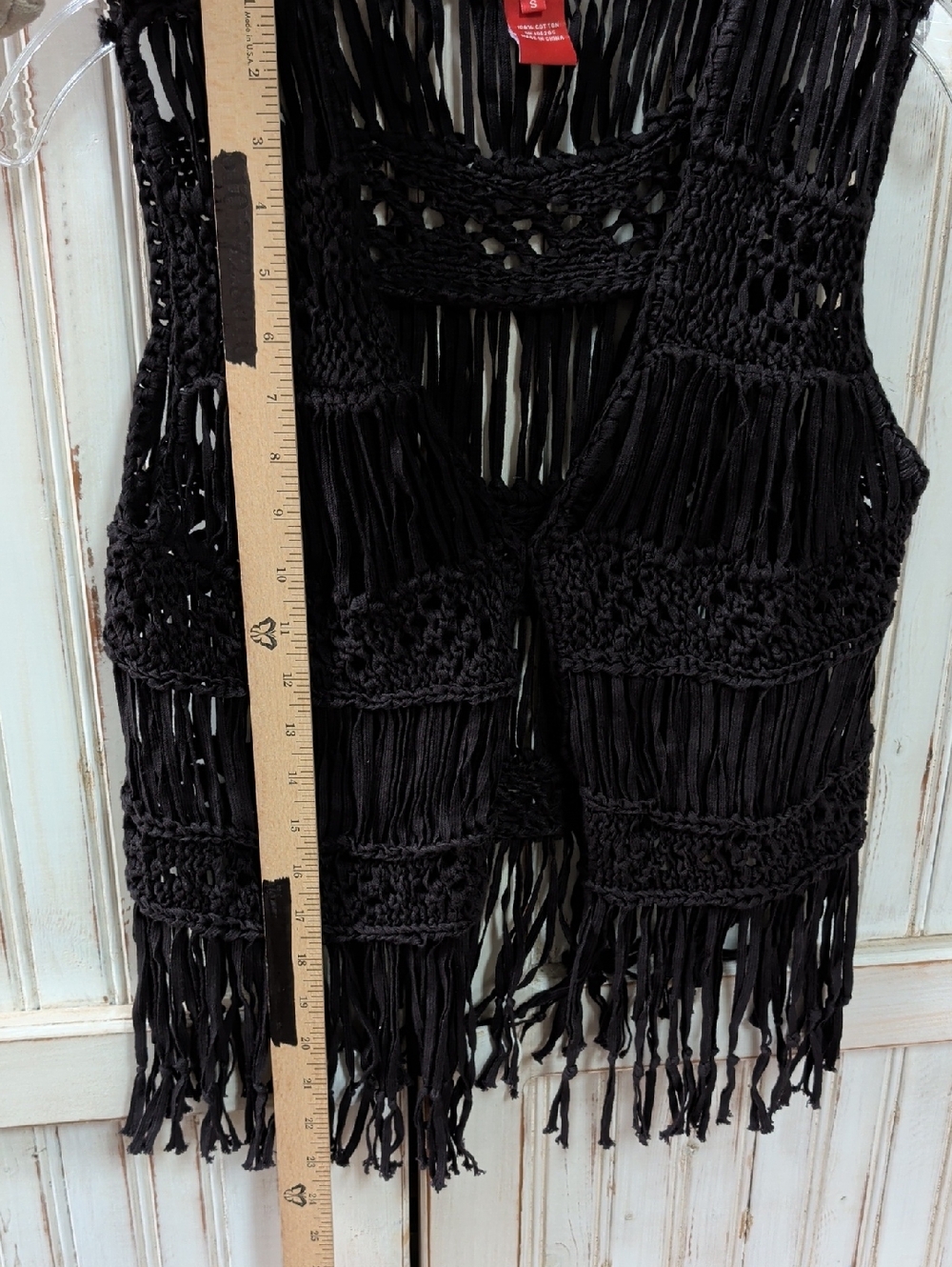 Sundance, Black Fringe Vest. Small - Picture 5 of 6